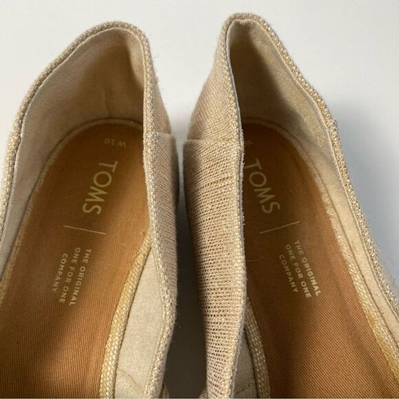 Toms Sz 10 Kelli Tassel Rose Gold Metallic Woven Slip On Flats Comfort Shoes - Picture 6 of 10